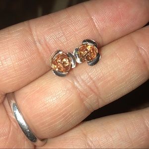 Gold Rose Stud Earrings